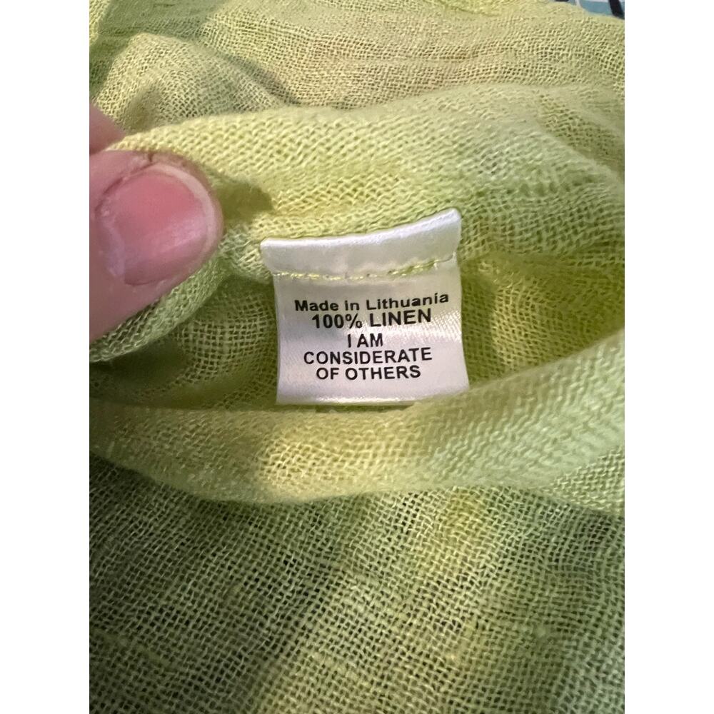 FLAX EUC Lime Green 3/4 Sleeve Pullover V-Neck Tunic Top Dress Lagenlook M/L - Picture 7 of 7